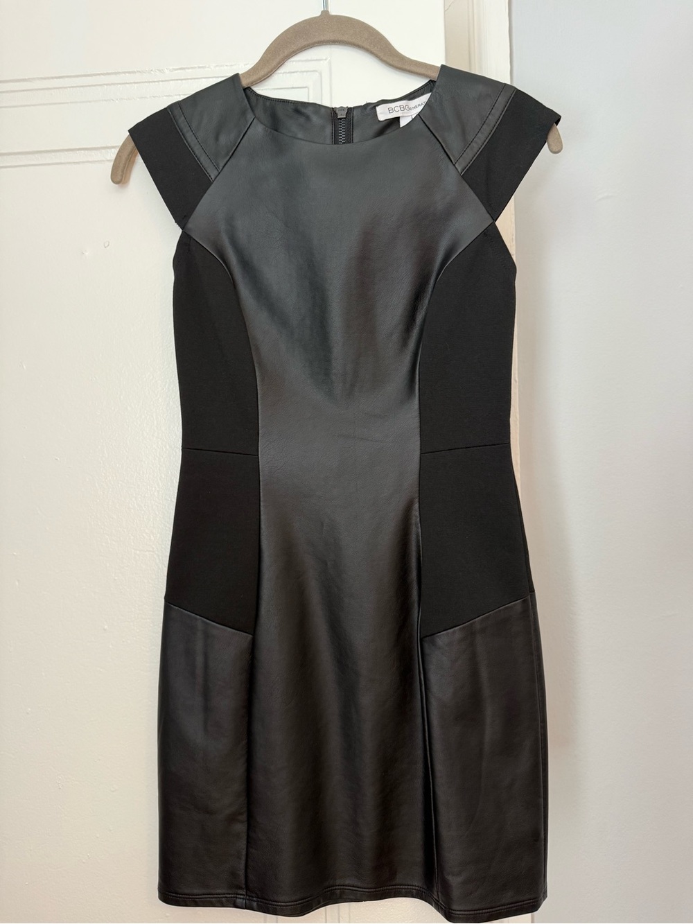 BCBG faux leather dress